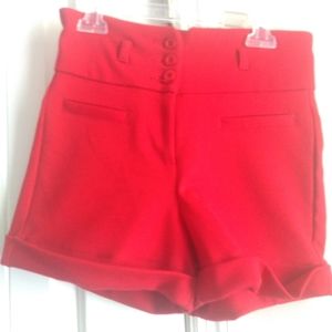Juniors high waist red shorts